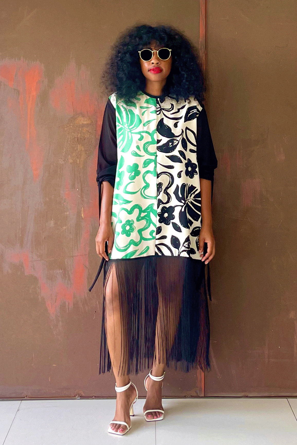 Ayana Fringe Shirt (Black Daisy)